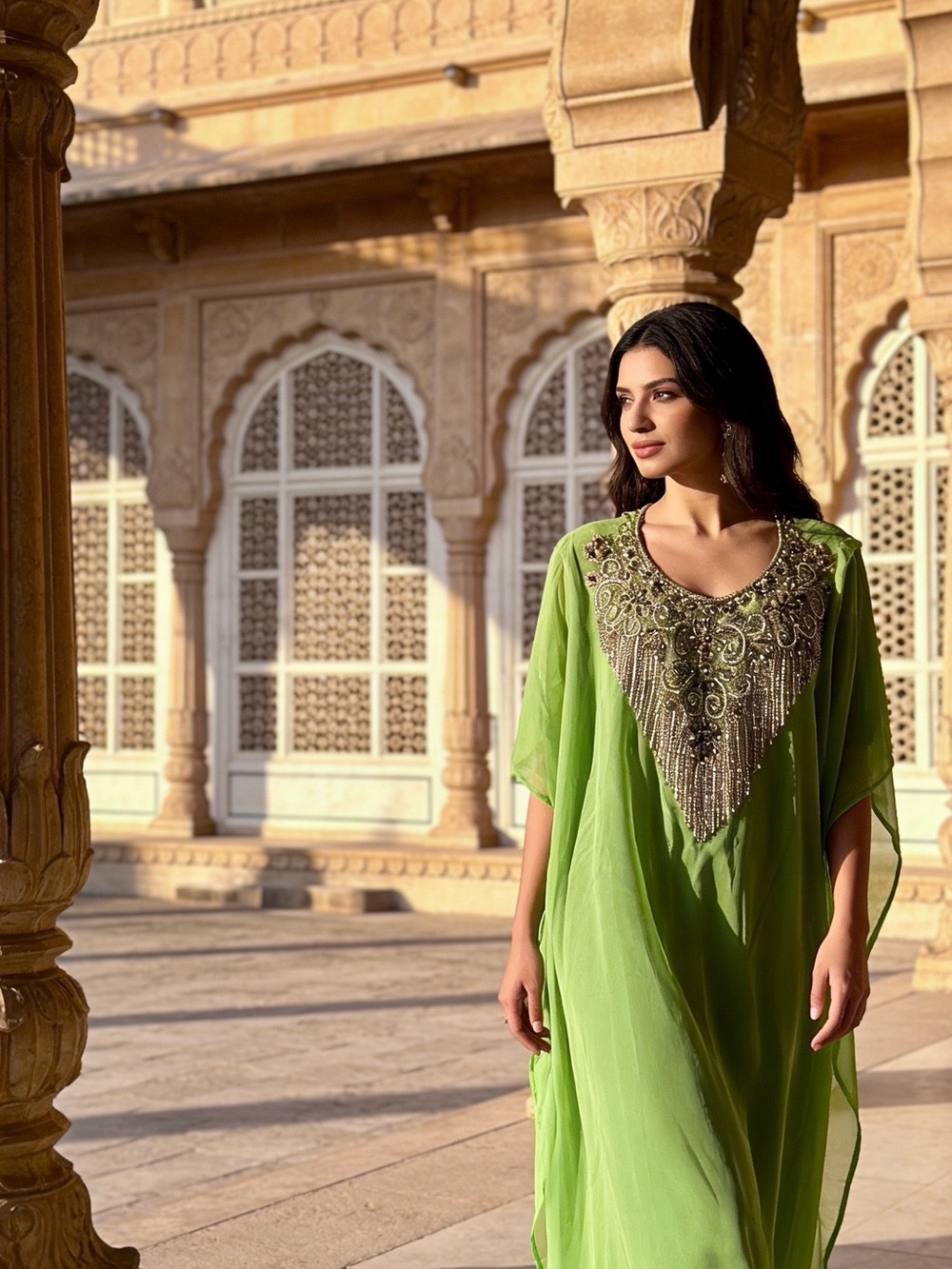 ✨ Exclusive Ornate Beaded Neck Kaftan / Plus